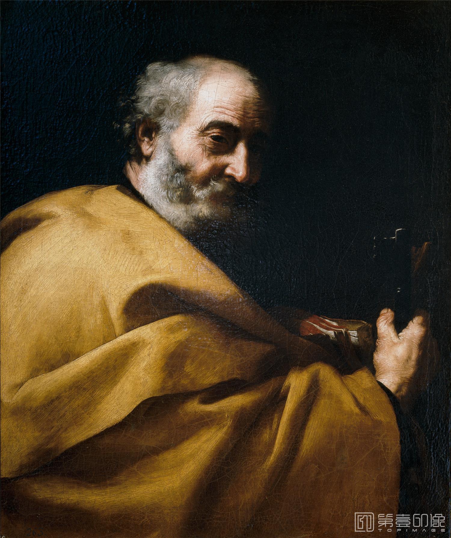 油画-西班牙普拉多美术馆油画藏画-Ribera, José de-San Pedro-75cm x 64cm-2293